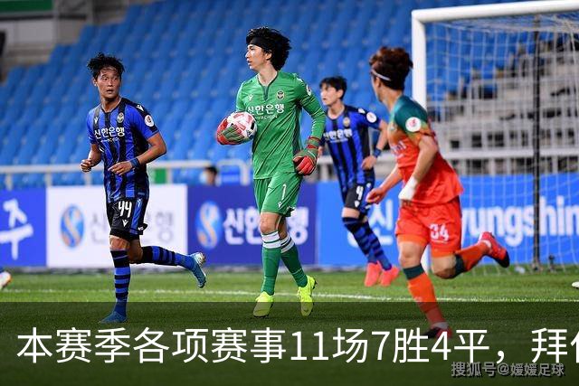 本赛季各项赛事11场7胜4平，拜仁仍是五大联赛唯一不败球队